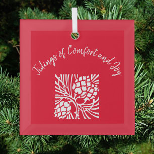 Elegant Red Comfort and Joy  Glass Ornament