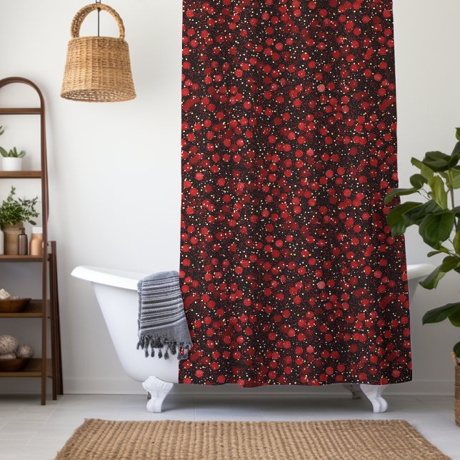 Elegant Red Confetti on Black Glitter Style (Creator Uploaded)