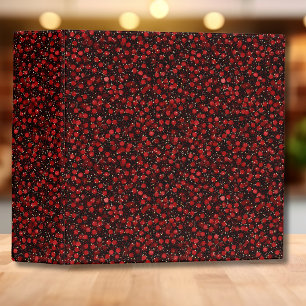 Elegant Red Confetti on Black Glitter Style Binder