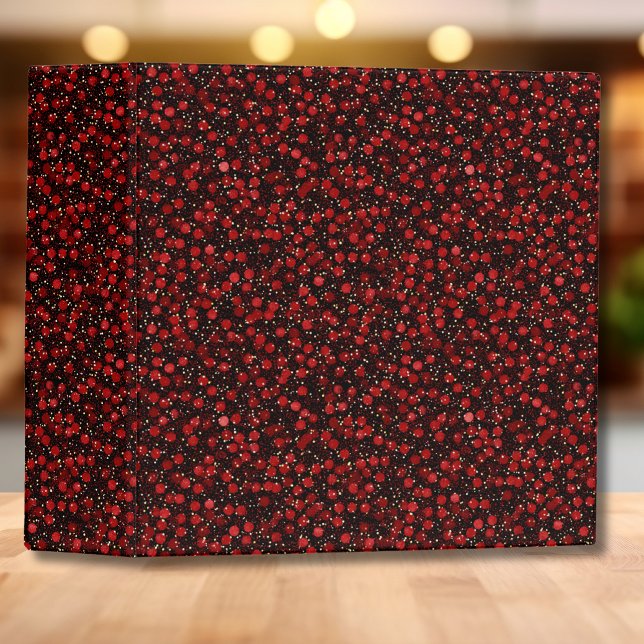 Elegant Red Confetti on Black Glitter Style Binder (Creator Uploaded)
