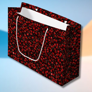 Elegant Red Confetti on Black Glitter Style Large Gift Bag