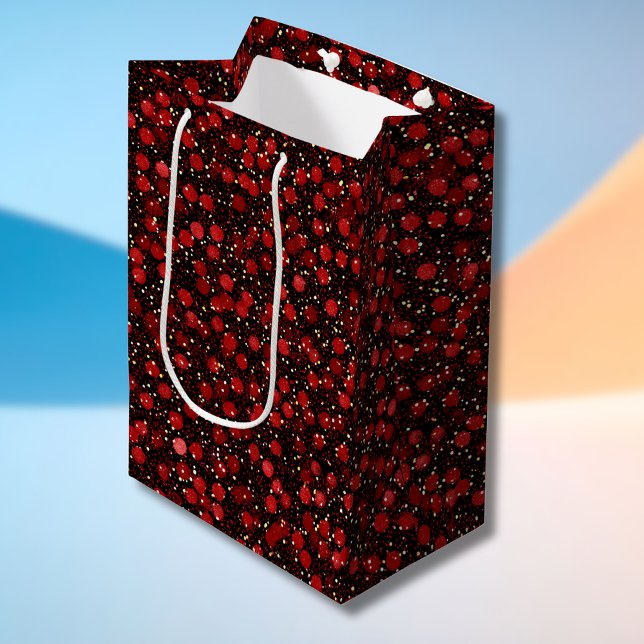 Elegant Red Confetti on Black Glitter Style Medium Gift Bag (Creator Uploaded)