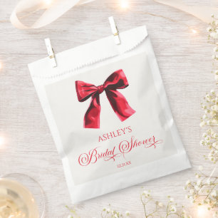 Elegant Red Coquette Bow Bridal Shower Favour Bag