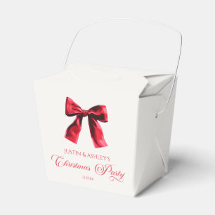 Elegant Red Coquette Bow Christmas Party Favor Box
