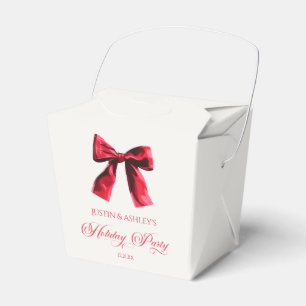 Elegant Red Coquette Bow Holiday Party Favor Box