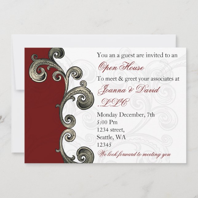 elegant red Corporate party Invitation (Front)