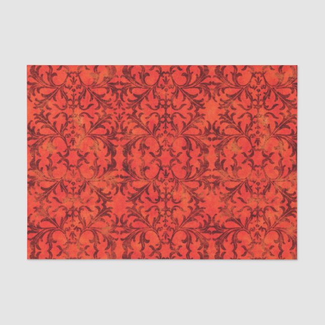 Elegant Red Damask Tissue Paper (Front)