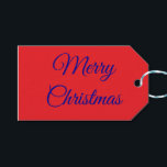 Elegant Red & Dark Blue Gift Tags<br><div class="desc">This elegant gift tag is here to help you with your gift-giving efforts.  You don't like the colours?  No problem.  You can change the background,  the message,  and how the letters appear.  Merry Christmas. By Sharon Lee Hudson.</div>