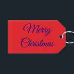 Elegant Red & Dark Blue Gift Tags<br><div class="desc">This elegant gift tag is here to help you with your gift-giving efforts.  You don't like the colours?  No problem.  You can change the background,  the message,  and how the letters appear.  Merry Christmas. By Sharon Lee Hudson.</div>