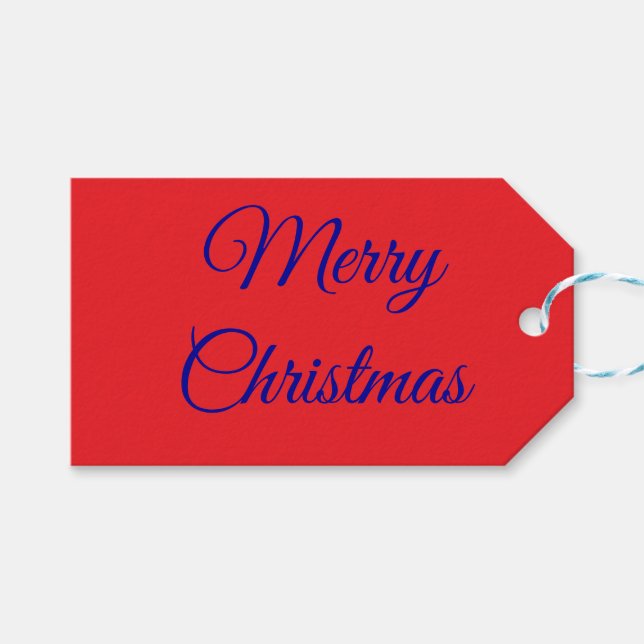 Elegant Red & Dark Blue Gift Tags (Front (Horizontal))