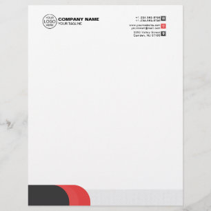 Elegant Red & dark Grey, round forms Letterhead