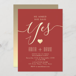 Elegant Red Engagement Party  Invitation