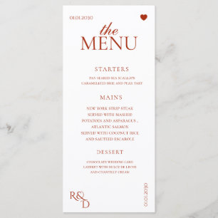 Elegant Red Fall Leaves Autumn Wedding Menu