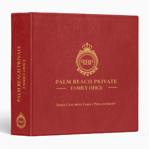 Elegant Red Faux Leather Custom Logo Binder