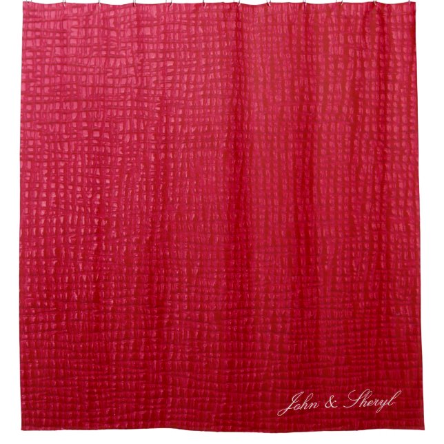 Elegant Red Faux Leather Texture Shower Curtain (Front)
