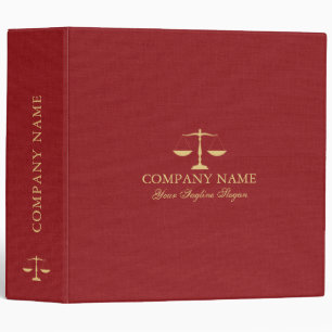 Elegant Red Faux Linen Justice Logo Binder