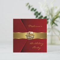 Elegant Red Faux Velvet gold jewel