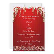 Elegant Red Floral Art Deco Design Wedding 