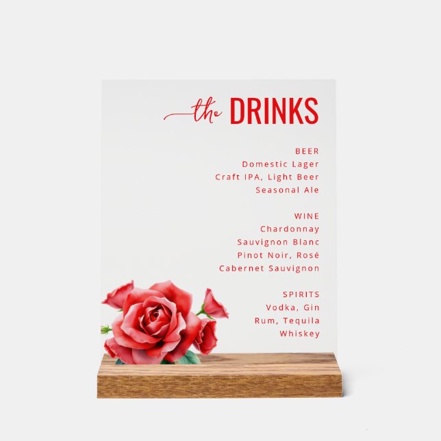 Elegant Red Floral Beverage Menu (Recto)