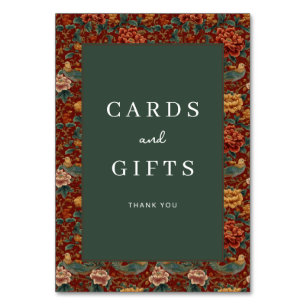 Elegant Red Floral Border Table Number