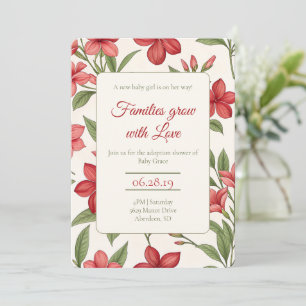 Elegant Red Floral Botanical Adoption Shower Invitation