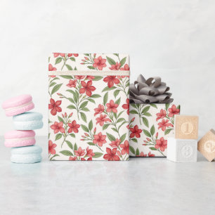 Elegant Red Floral Botanical Blooms Wrapping Paper