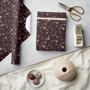 Elegant red floral burgundy botanical pattern wrapping paper