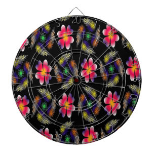 Elegant Red Floral Dartboard
