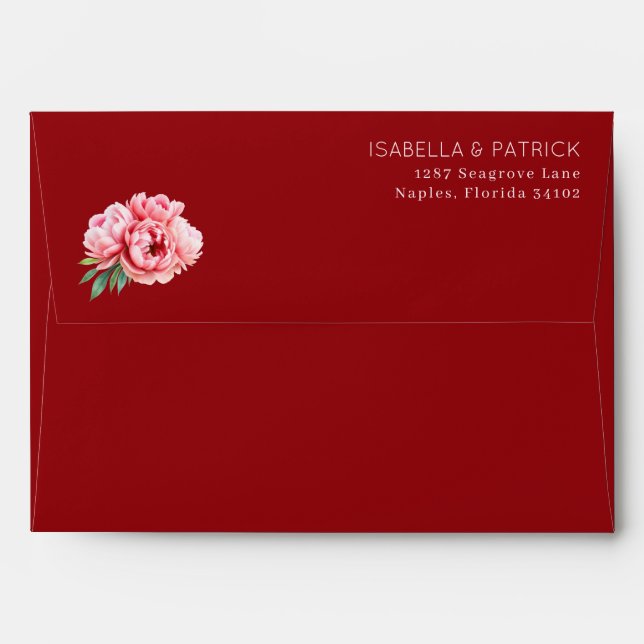 Elegant Red Floral Envelope (Back (Top Flap))