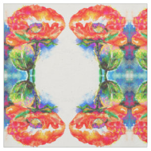 Elegant red floral flowers red poppies fabric
