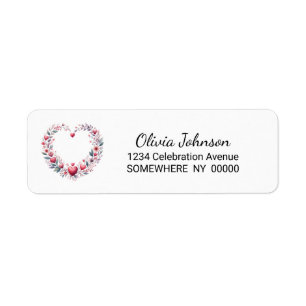 Elegant Red Floral Heart Return Address Label