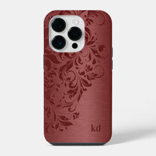 Elegant Red Floral Lace On Red iPhone 14 Pro Case