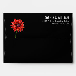 Elegant Red Floral Minimalist Envelope