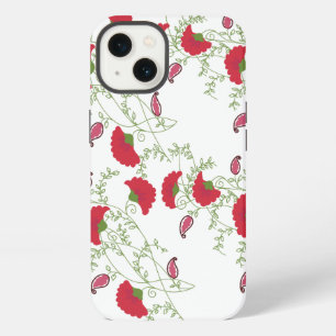 . Elegant Red Floral Pattern White Samsung Galaxy iPhone 13 Case