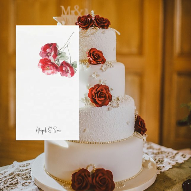 Elegant Red Floral Personalized Wedding Napkin (Creator Uploaded)