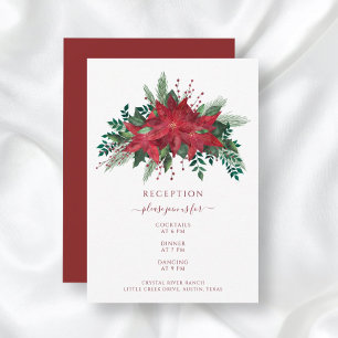 Elegant Red Floral Poinsettia Christmas Wedding Enclosure Card