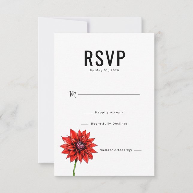 Elegant Red Floral RSVP Card (Front)