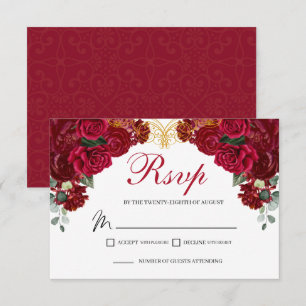 Elegant Red Floral RSVP Enclosure Card