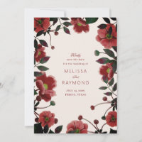 Elegant Red floral save the date card