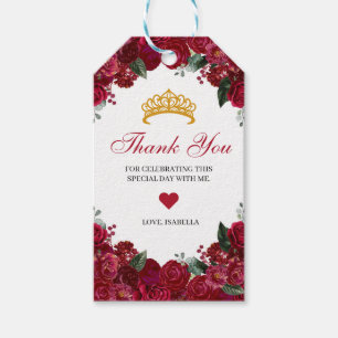 Elegant Red Floral Thank You Favour Tag