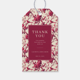 Elegant Red Floral Thank You Gift Tags