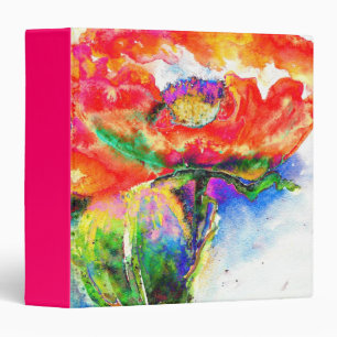 Elegant red floral watercolor painting binder
