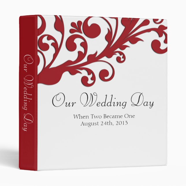 Elegant Red Floral Wedding Binder (Front/Spine)