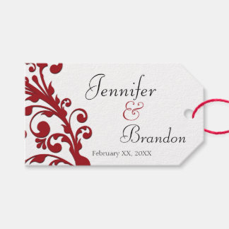 Elegant Red Floral Wedding Favour Gift Tags