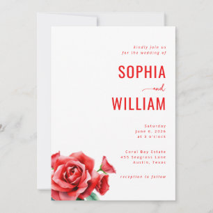Elegant Red Floral Wedding Invitation
