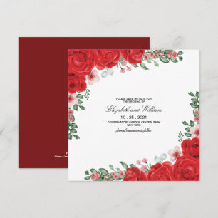 Elegant Red Floral Wedding Save The Date  Invitati Invitation