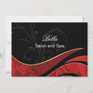 elegant red flourish Business Thank You Cards