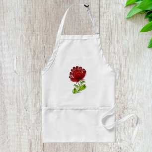 Elegant Red Flower Watercolor Standard Apron