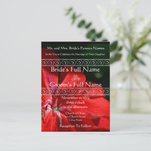 Elegant Red Flower Wedding Invitation Postcard