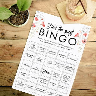 Elegant Red Flowers   Customizable Bingo Game Card
